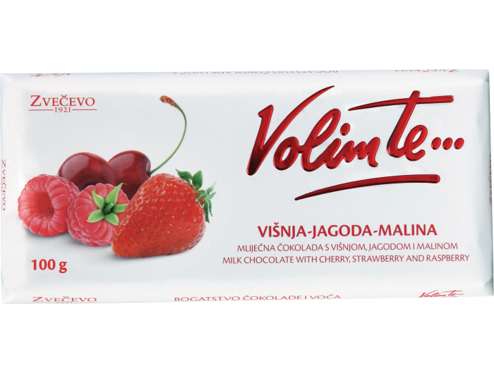 Čokolada Samo ti Malina, Volim te (višnja-jagoda-malina)