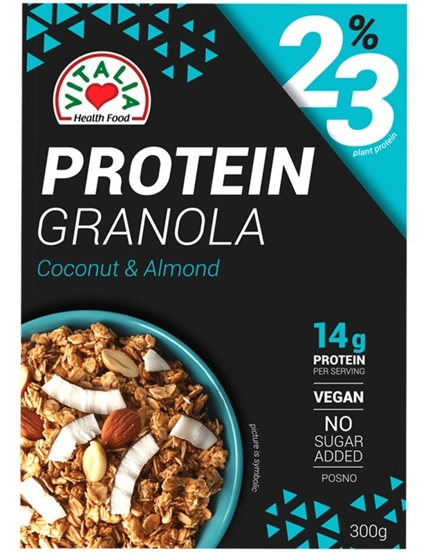 Protein granola tamna čokolada i šumsko voće, kokos i badem