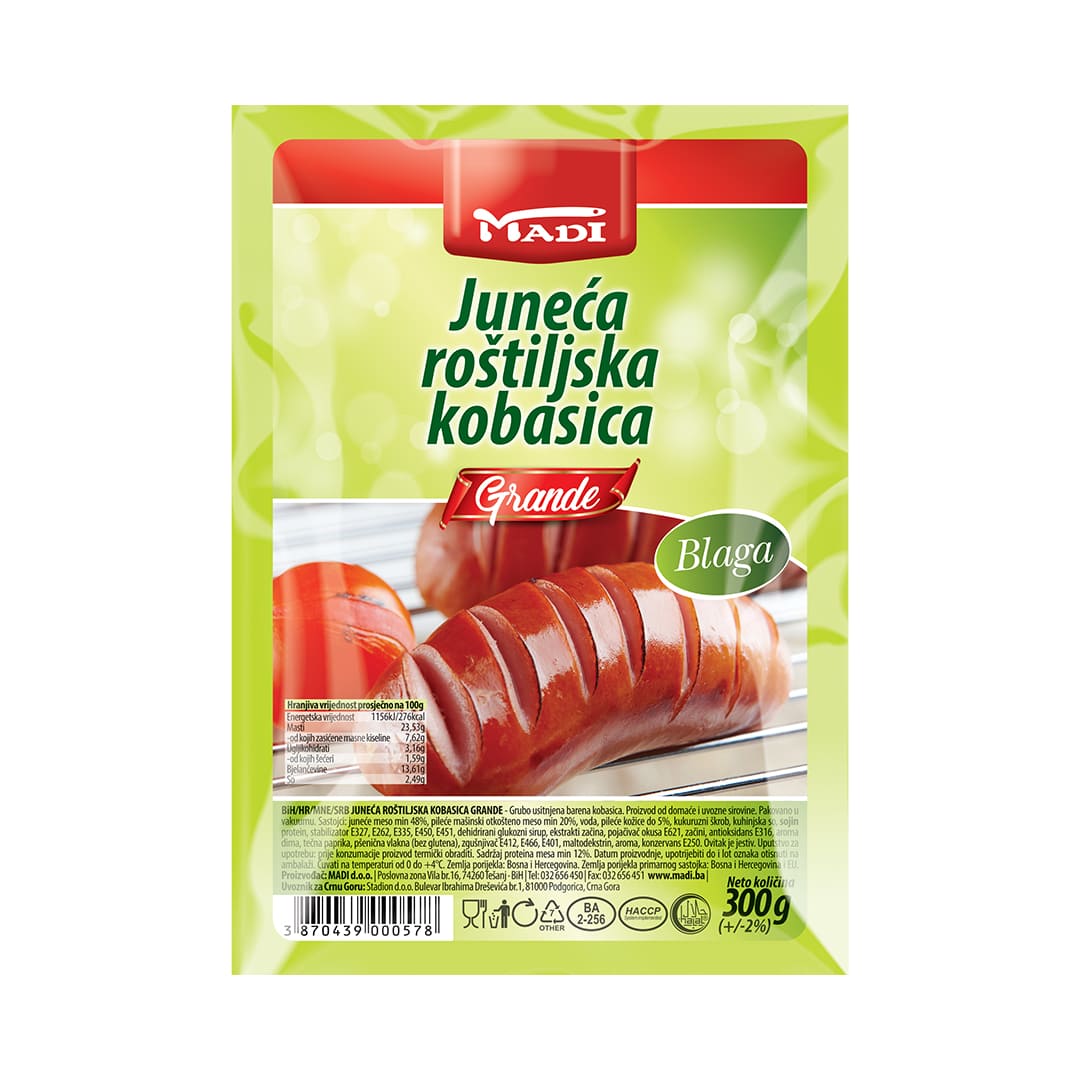 Roštiljska kobasica ljuta/blaga